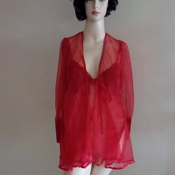Vintage Frederick's Of Hollywood Babydoll /Matching Robe Size M And Long  Gloves - Picture 2 of 13